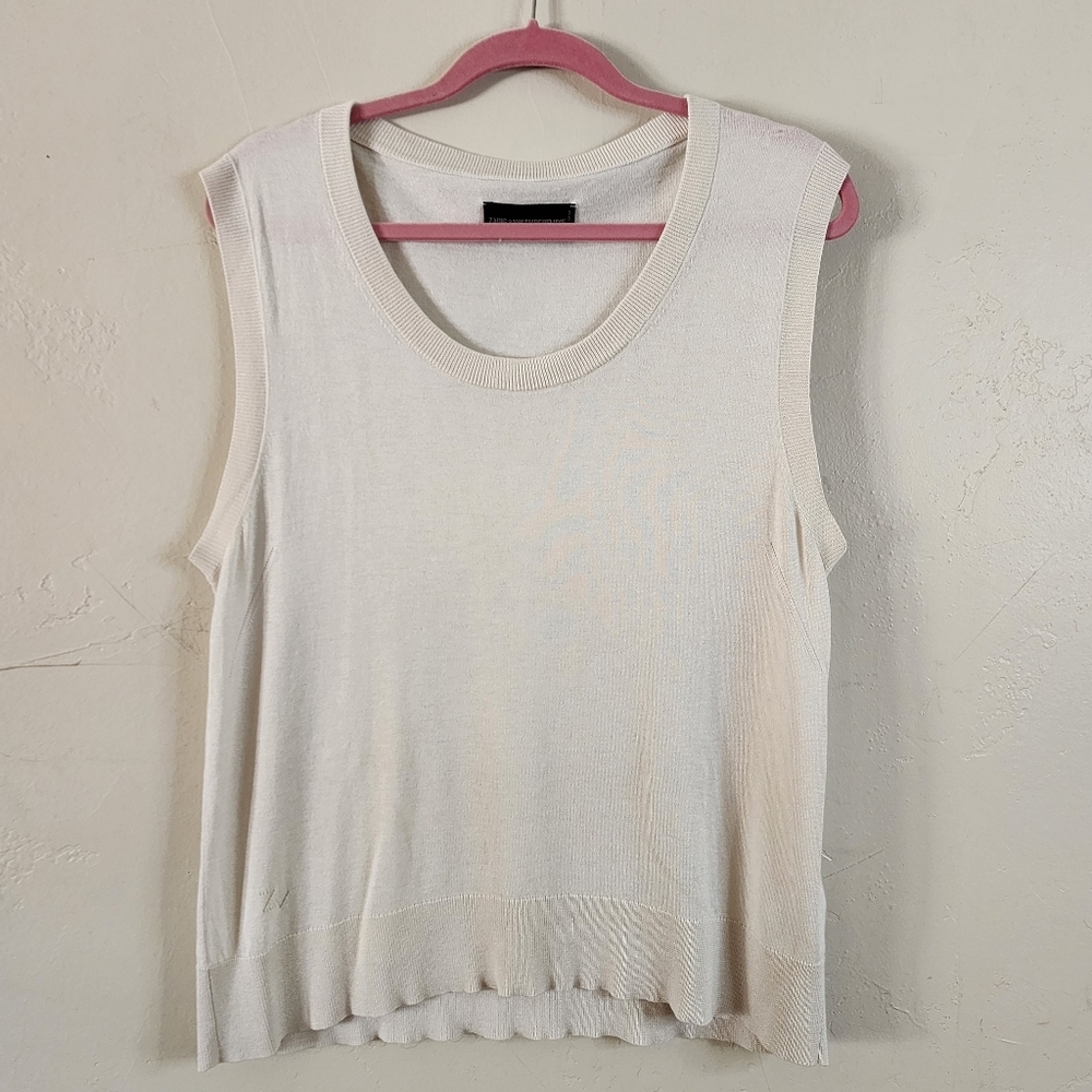 Zadig & Voltaire Cream Sleeveless Scoop Neck Knit Top